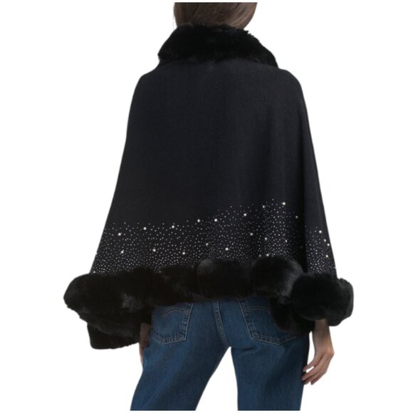 MAX STUDIO Ruana With Faux Fur Lining - Picture 2 of 3